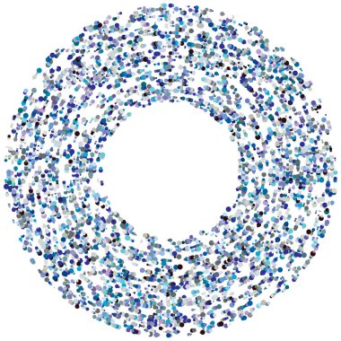 Renkli, renkli rastgele daireler, noktalar, benekler ve çiller konsantre, dairesel ve dairesel elementler. Noktacılık, noktacılık rastgele polikrom yarım ton daireler stok vektör çizimi, klip- sanat grafikleri