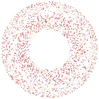 Renkli, renkli rastgele daireler, noktalar, benekler ve çiller konsantre, dairesel ve dairesel elementler. Noktacılık, noktacılık rastgele polikrom yarım ton daireler stok vektör çizimi, klip- sanat grafikleri