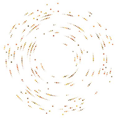 Renkli, renkli rastgele daireler, noktalar, benekler ve çiller konsantre, dairesel ve dairesel elementler. Noktacılık, noktacılık rastgele polikrom yarım ton daireler stok vektör çizimi, klip- sanat grafikleri