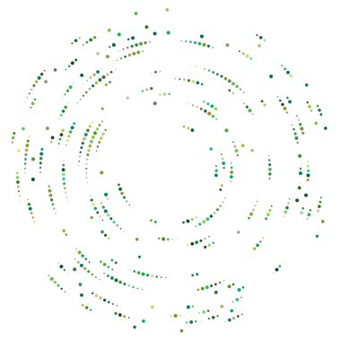 Renkli, renkli rastgele daireler, noktalar, benekler ve çiller konsantre, dairesel ve dairesel elementler. Noktacılık, noktacılık rastgele polikrom yarım ton daireler stok vektör çizimi, klip- sanat grafikleri
