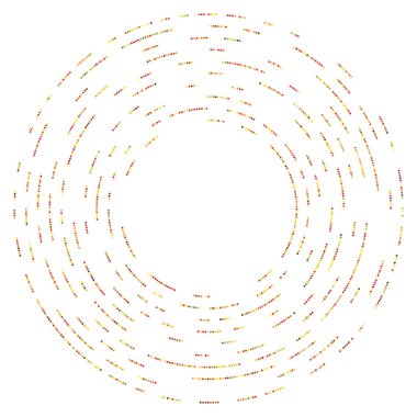 Renkli, renkli rastgele daireler, noktalar, benekler ve çiller konsantre, dairesel ve dairesel elementler. Noktacılık, noktacılık rastgele polikrom yarım ton daireler stok vektör çizimi, klip- sanat grafikleri