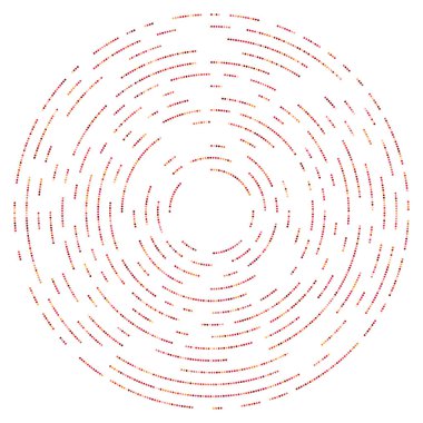 Renkli, renkli rastgele daireler, noktalar, benekler ve çiller konsantre, dairesel ve dairesel elementler. Noktacılık, noktacılık rastgele polikrom yarım ton daireler stok vektör çizimi, klip- sanat grafikleri