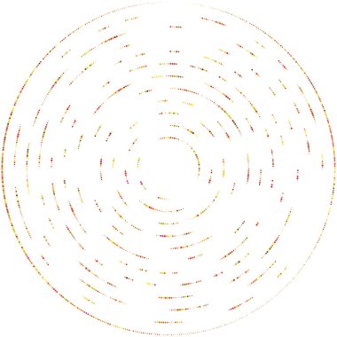 Renkli, renkli rastgele daireler, noktalar, benekler ve çiller konsantre, dairesel ve dairesel elementler. Noktacılık, noktacılık rastgele polikrom yarım ton daireler stok vektör çizimi, klip- sanat grafikleri