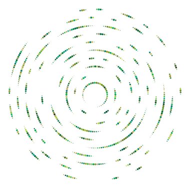 Renkli, renkli rastgele daireler, noktalar, benekler ve çiller konsantre, dairesel ve dairesel elementler. Noktacılık, noktacılık rastgele polikrom yarım ton daireler stok vektör çizimi, klip- sanat grafikleri