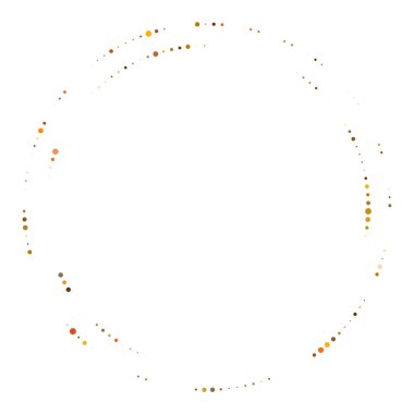 Renkli, renkli rastgele daireler, noktalar, benekler ve çiller konsantre, dairesel ve dairesel elementler. Noktacılık, noktacılık rastgele polikrom yarım ton daireler stok vektör çizimi, klip- sanat grafikleri
