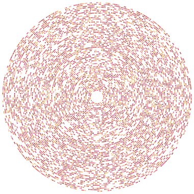 Renkli, renkli rastgele daireler, noktalar, benekler ve çiller konsantre, dairesel ve dairesel elementler. Noktacılık, noktacılık rastgele polikrom yarım ton daireler stok vektör çizimi, klip- sanat grafikleri