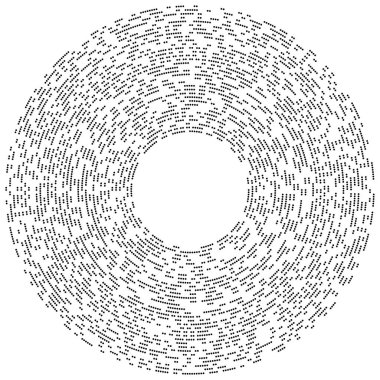 Rastgele daireler, noktalar, benekler ve çiller eşmerkezli, dairesel ve dairesel elementler. Noktacılık, noktacılık rastgele yarım ton daireler stok vektör illüstrasyonu, klip- sanat grafikleri.