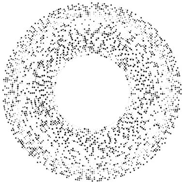 Renkli, renkli rastgele daireler, noktalar, benekler ve çiller konsantre, dairesel ve dairesel elementler. Noktacılık, noktacılık rastgele polikrom yarım ton daireler stok vektör çizimi, klip- sanat grafikleri
