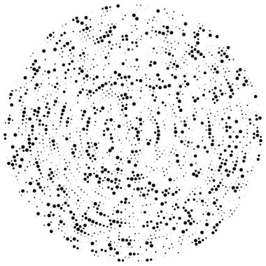 Renkli, renkli rastgele daireler, noktalar, benekler ve çiller konsantre, dairesel ve dairesel elementler. Noktacılık, noktacılık rastgele polikrom yarım ton daireler stok vektör çizimi, klip- sanat grafikleri
