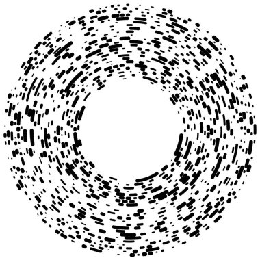 Rastgele daireler, noktalar, benekler ve çiller eşmerkezli, dairesel ve dairesel elementler. Noktacılık, noktacılık rastgele yarım ton daireler stok vektör illüstrasyonu, klip- sanat grafikleri.