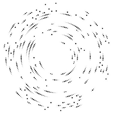 Renkli, renkli rastgele daireler, noktalar, benekler ve çiller konsantre, dairesel ve dairesel elementler. Noktacılık, noktacılık rastgele polikrom yarım ton daireler stok vektör çizimi, klip- sanat grafikleri