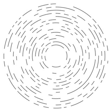 Rastgele daireler, noktalar, benekler ve çiller eşmerkezli, dairesel ve dairesel elementler. Noktacılık, noktacılık rastgele yarım ton daireler stok vektör illüstrasyonu, klip- sanat grafikleri.
