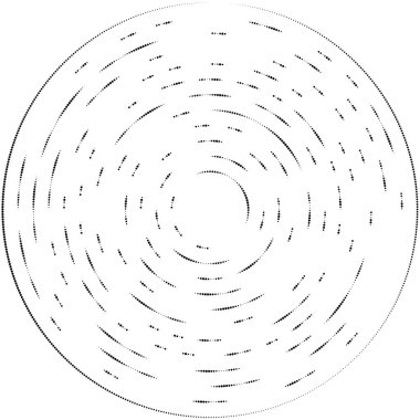 Rastgele daireler, noktalar, benekler ve çiller eşmerkezli, dairesel ve dairesel elementler. Noktacılık, noktacılık rastgele yarım ton daireler stok vektör illüstrasyonu, klip- sanat grafikleri.