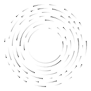 Renkli, renkli rastgele daireler, noktalar, benekler ve çiller konsantre, dairesel ve dairesel elementler. Noktacılık, noktacılık rastgele polikrom yarım ton daireler stok vektör çizimi, klip- sanat grafikleri