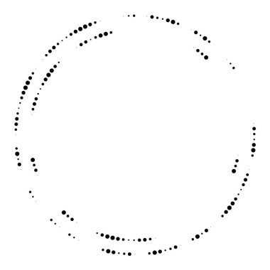 Renkli, renkli rastgele daireler, noktalar, benekler ve çiller konsantre, dairesel ve dairesel elementler. Noktacılık, noktacılık rastgele polikrom yarım ton daireler stok vektör çizimi, klip- sanat grafikleri