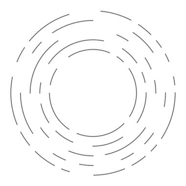 Renkli, renkli rastgele daireler, noktalar, benekler ve çiller konsantre, dairesel ve dairesel elementler. Noktacılık, noktacılık rastgele polikrom yarım ton daireler stok vektör çizimi, klip- sanat grafikleri