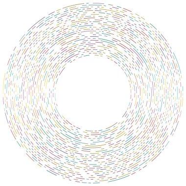 Renkli dairesel, eşmerkezli çemberler. Radyal, yayılan halkalar. Soyut geometrik çember şekli, tasarım elemanı. Girdaplar, girdaplar, girdaplar, girdaplar, girdaplar, girdaplar ve girdaplar.