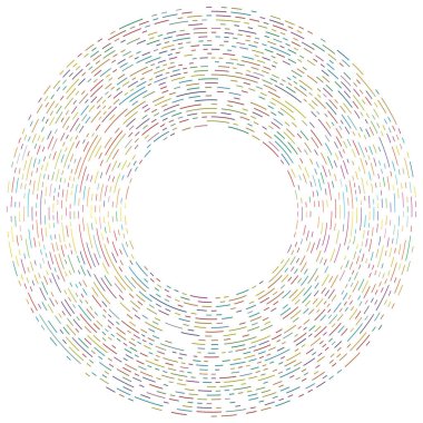 Renkli dairesel, eşmerkezli çemberler. Radyal, yayılan halkalar. Soyut geometrik çember şekli, tasarım elemanı. Girdaplar, girdaplar, girdaplar, girdaplar, girdaplar, girdaplar ve girdaplar.