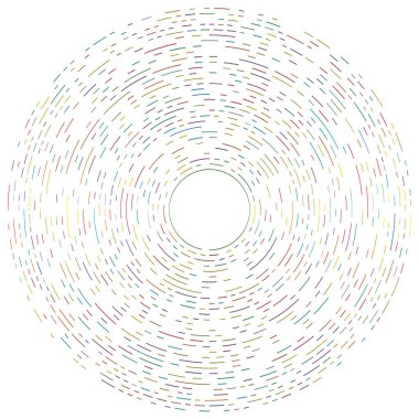 Renkli dairesel, eşmerkezli çemberler. Radyal, yayılan halkalar. Soyut geometrik çember şekli, tasarım elemanı. Girdaplar, girdaplar, girdaplar, girdaplar, girdaplar, girdaplar ve girdaplar.