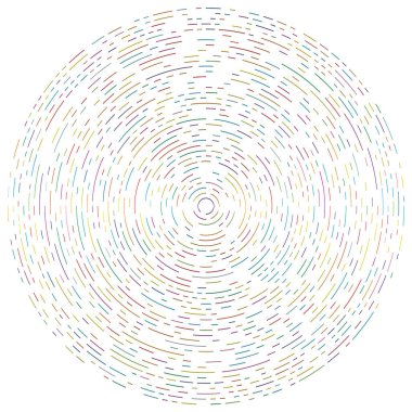 Renkli dairesel, eşmerkezli çemberler. Radyal, yayılan halkalar. Soyut geometrik çember şekli, tasarım elemanı. Girdaplar, girdaplar, girdaplar, girdaplar, girdaplar, girdaplar ve girdaplar.