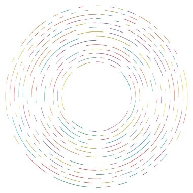 Renkli dairesel, eşmerkezli çemberler. Radyal, yayılan halkalar. Soyut geometrik çember şekli, tasarım elemanı. Girdaplar, girdaplar, girdaplar, girdaplar, girdaplar, girdaplar ve girdaplar.