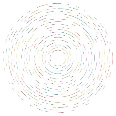 Renkli dairesel, eşmerkezli çemberler. Radyal, yayılan halkalar. Soyut geometrik çember şekli, tasarım elemanı. Girdaplar, girdaplar, girdaplar, girdaplar, girdaplar, girdaplar ve girdaplar.