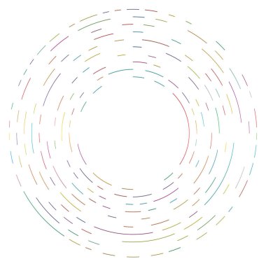 Renkli dairesel, eşmerkezli çemberler. Radyal, yayılan halkalar. Soyut geometrik çember şekli, tasarım elemanı. Girdaplar, girdaplar, girdaplar, girdaplar, girdaplar, girdaplar ve girdaplar.