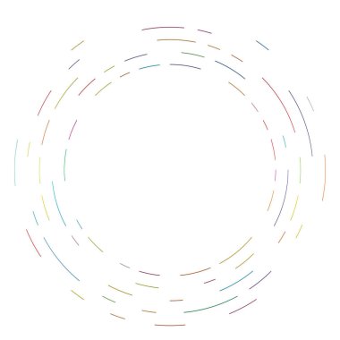 Renkli dairesel, eşmerkezli çemberler. Radyal, yayılan halkalar. Soyut geometrik çember şekli, tasarım elemanı. Girdaplar, girdaplar, girdaplar, girdaplar, girdaplar, girdaplar ve girdaplar.