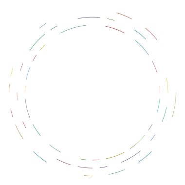 Renkli dairesel, eşmerkezli çemberler. Radyal, yayılan halkalar. Soyut geometrik çember şekli, tasarım elemanı. Girdaplar, girdaplar, girdaplar, girdaplar, girdaplar, girdaplar ve girdaplar.