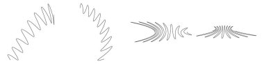 Dalgalı, dalgalı, dalgalı çizgiler. Eğri, camber, yay etkisi çizgileri. Curl, camber, fleks efekt çizgileri - stok vektör illüstrasyonu, klip- art grafikleri