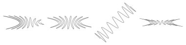 Dalgalı, dalgalı, dalgalı çizgiler. Eğri, camber, yay etkisi çizgileri. Curl, camber, fleks efekt çizgileri - stok vektör illüstrasyonu, klip- art grafikleri