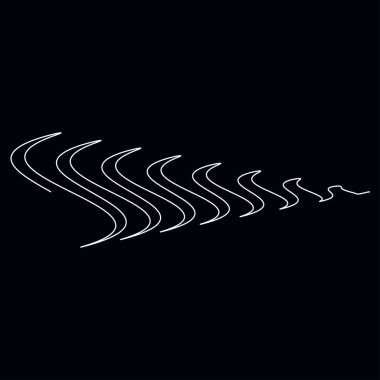 Dalgalı, dalgalı, dalgalı çizgiler. Eğri, camber, yay etkisi çizgileri. Curl, camber, fleks efekt çizgileri - stok vektör illüstrasyonu, klip- art grafikleri