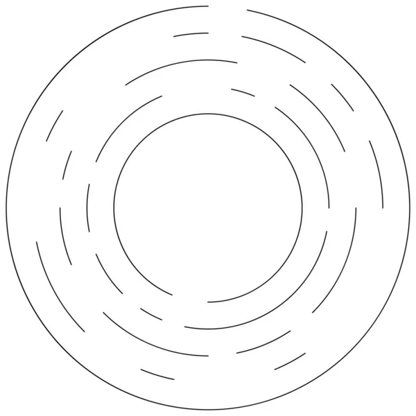 Cirkelvormige Concentrische Gesegmenteerde Cirkels Ringen Abstracte Geometrische Cirkel Spiraalvormig Draaiend — Stockvector