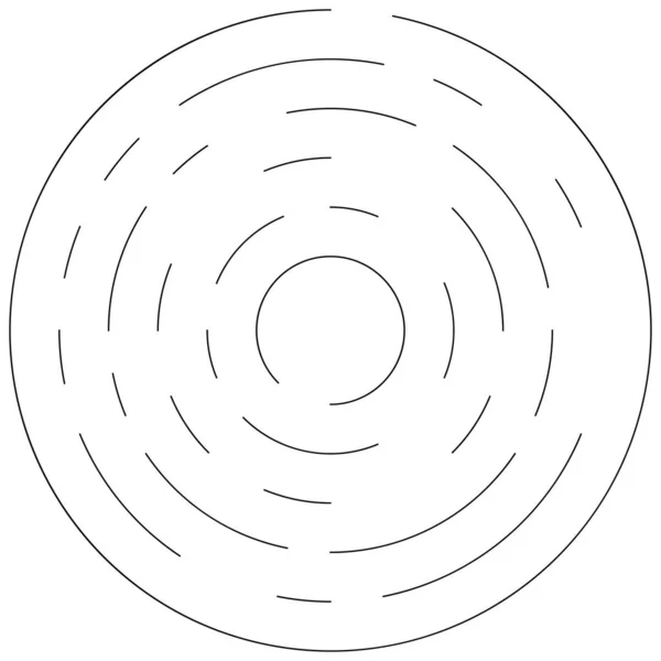 Cirkelvormige Concentrische Gesegmenteerde Cirkels Ringen Abstracte Geometrische Cirkel Spiraalvormig Draaiend — Stockvector