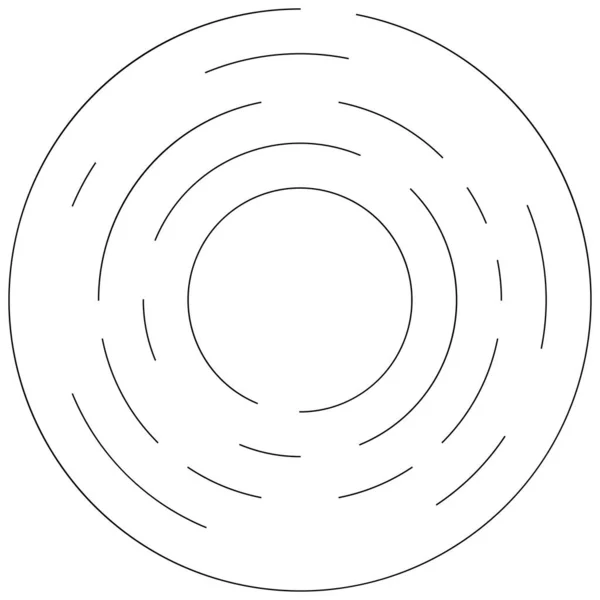 Circolari Cerchi Segmentati Concentrici Anelli Cerchio Geometrico Astratto Spirale Vortice — Vettoriale Stock