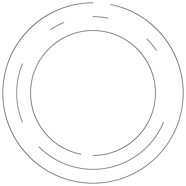 Circolari Cerchi Segmentati Concentrici Anelli Cerchio Geometrico Astratto Spirale Vortice — Vettoriale Stock