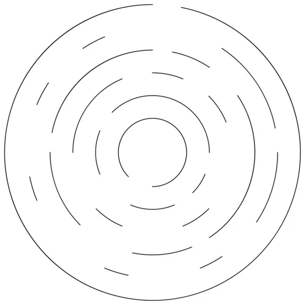 Circulaire Cercles Segmentés Concentriques Anneaux Cercle Géométrique Abstrait Spirale Tourbillon — Image vectorielle