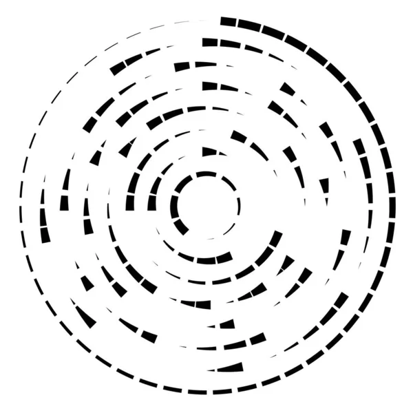 Circulaire Cercles Segmentés Concentriques Anneaux Cercle Géométrique Abstrait Spirale Tourbillon — Image vectorielle