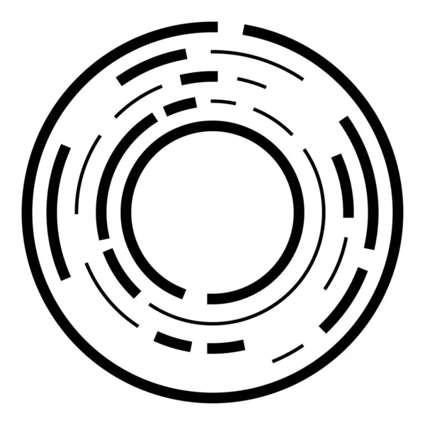 Circular Concentric Segmented Circles Rings Abstract Geometric Circle Spiral Swirl — Stock Vector