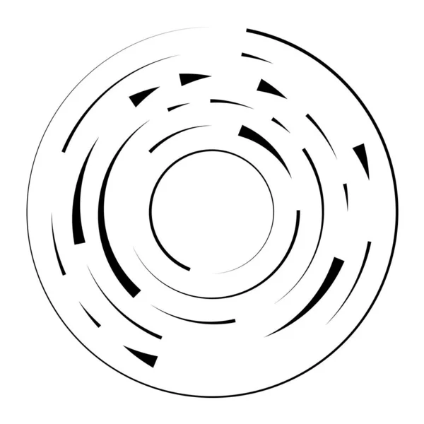 Circulaire Cercles Segmentés Concentriques Anneaux Cercle Géométrique Abstrait Spirale Tourbillon — Image vectorielle