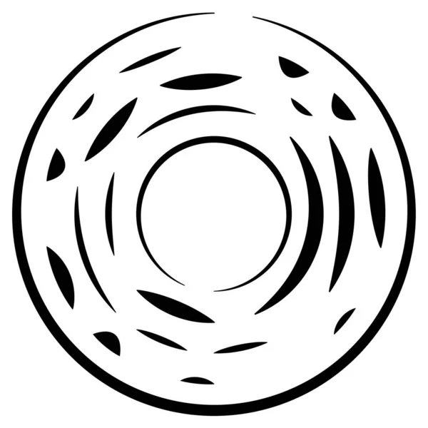 円環同心円環 抽象幾何学サークル 螺旋状 ランダム回転円ストックベクトルイラスト クリップアートグラフィック — ストックベクタ