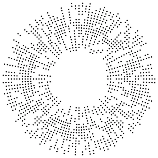 다채롭고 주근깨등 동심원 방사상적 요소들 Pointillist Pointillism Random Polychrome Haltone — 스톡 벡터