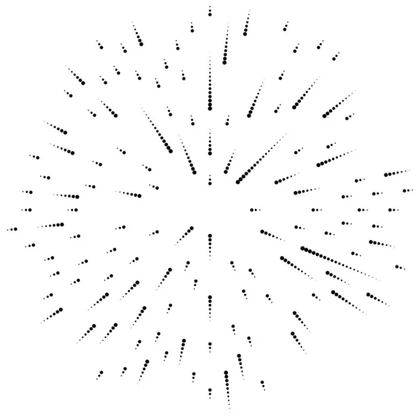 다채롭고 주근깨등 동심원 방사상적 요소들 Pointillist Pointillism Random Polychrome Haltone — 스톡 벡터