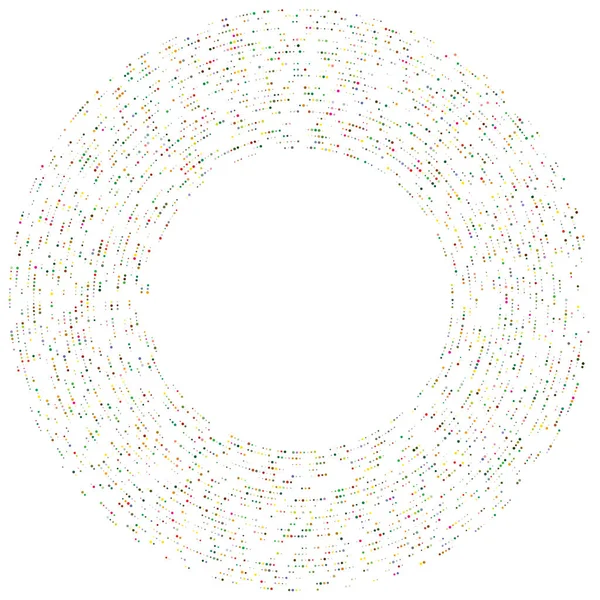 Renkli, renkli rastgele daireler, noktalar, benekler ve çiller konsantre, dairesel ve dairesel elementler. Noktacılık, noktacılık rastgele polikrom yarım ton daireler stok vektör çizimi, klip- sanat grafikleri