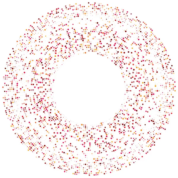 Renkli, renkli rastgele daireler, noktalar, benekler ve çiller konsantre, dairesel ve dairesel elementler. Noktacılık, noktacılık rastgele polikrom yarım ton daireler stok vektör çizimi, klip- sanat grafikleri