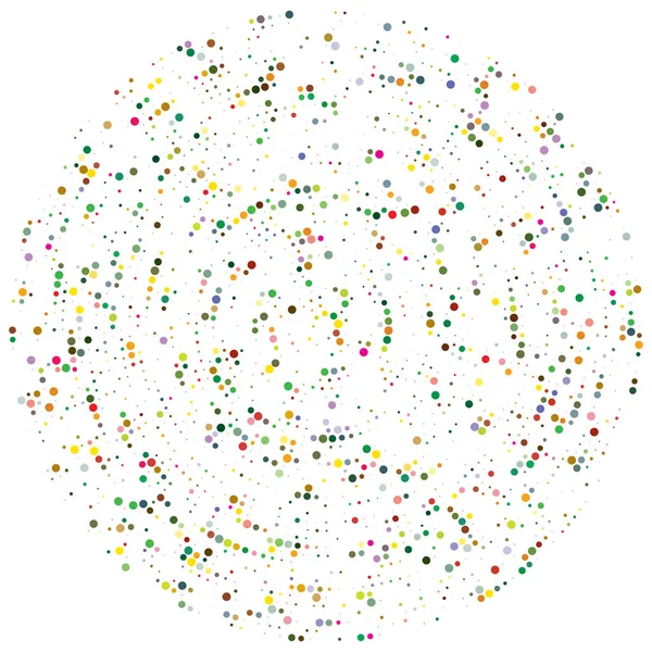 Renkli, renkli rastgele daireler, noktalar, benekler ve çiller konsantre, dairesel ve dairesel elementler. Noktacılık, noktacılık rastgele polikrom yarım ton daireler stok vektör çizimi, klip- sanat grafikleri