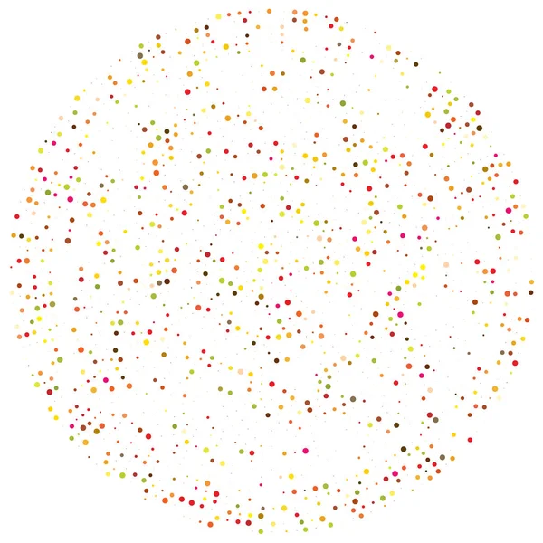 Renkli, renkli rastgele daireler, noktalar, benekler ve çiller konsantre, dairesel ve dairesel elementler. Noktacılık, noktacılık rastgele polikrom yarım ton daireler stok vektör çizimi, klip- sanat grafikleri