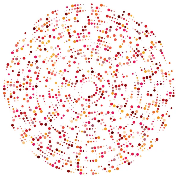 Renkli, renkli rastgele daireler, noktalar, benekler ve çiller konsantre, dairesel ve dairesel elementler. Noktacılık, noktacılık rastgele polikrom yarım ton daireler stok vektör çizimi, klip- sanat grafikleri