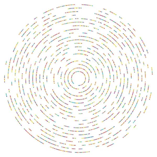 Renkli, renkli rastgele daireler, noktalar, benekler ve çiller konsantre, dairesel ve dairesel elementler. Noktacılık, noktacılık rastgele polikrom yarım ton daireler stok vektör çizimi, klip- sanat grafikleri