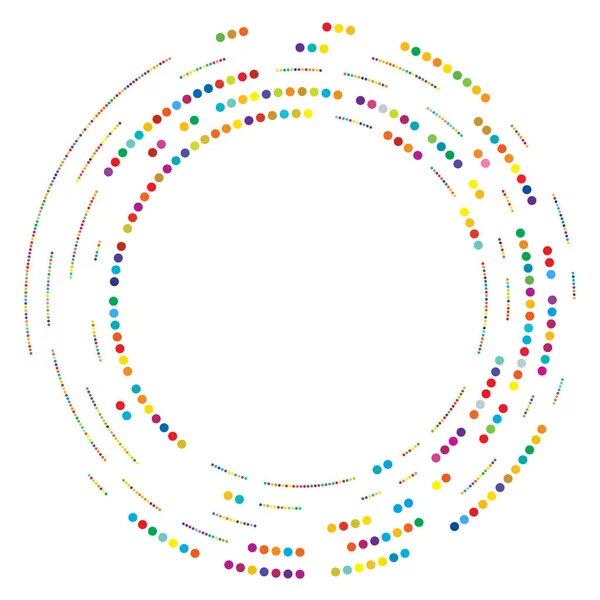 Colorful Colored Random Circles Dots Speckles Freckles Concentric Circular Radial — Stock Vector